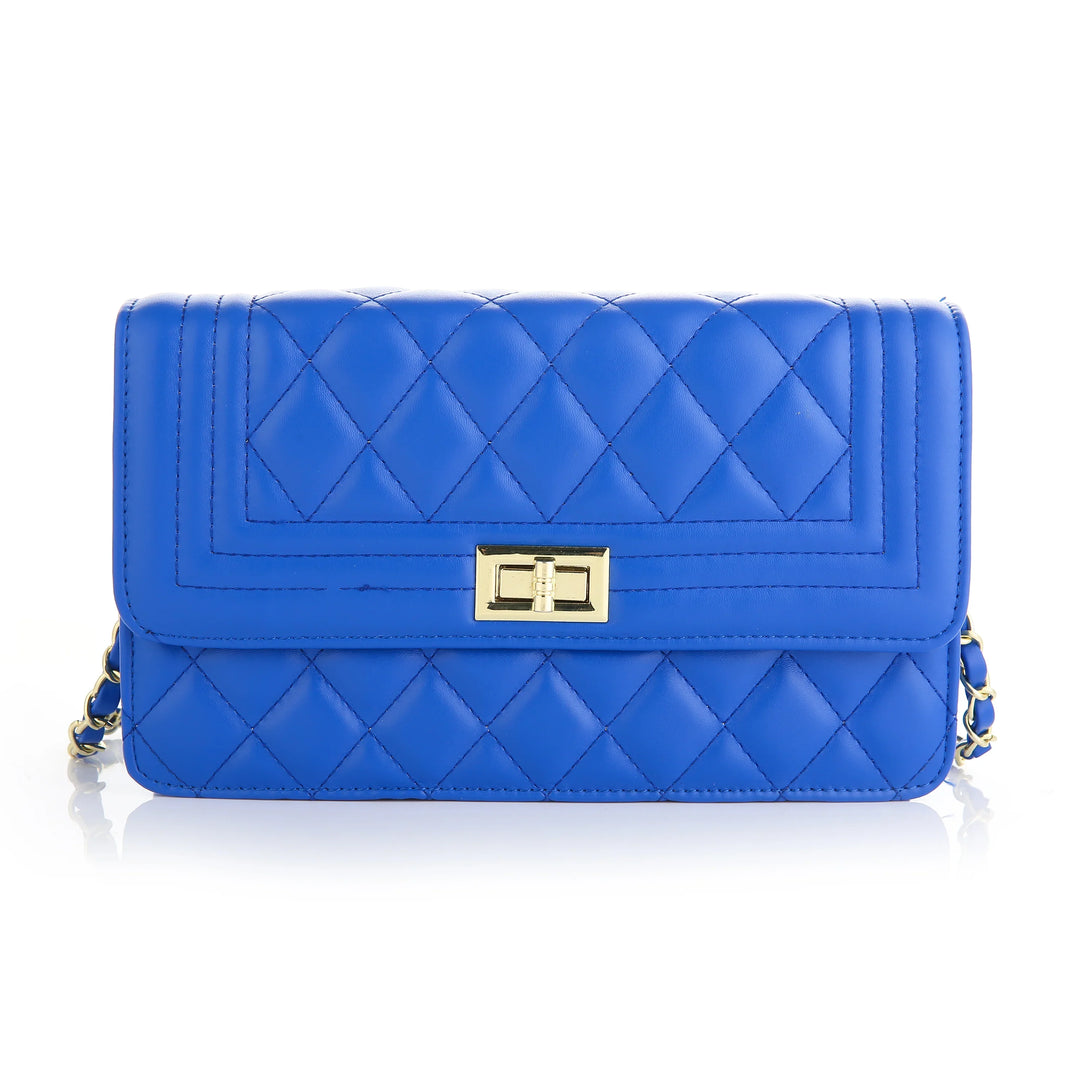 Schoudertas Gewatteerd met Sluiting - Neonblauw - | SIERADENBABE