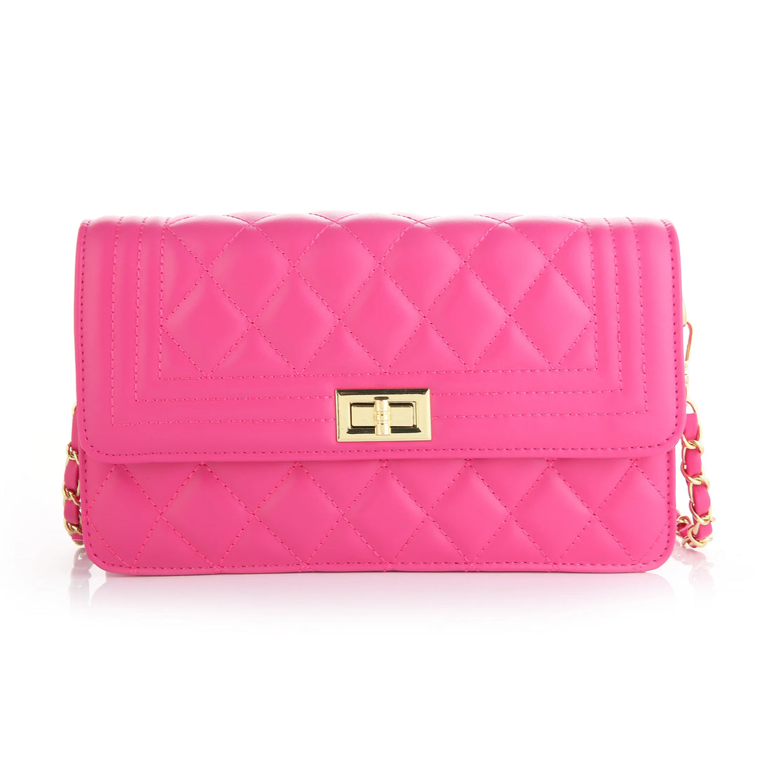 Schoudertas Gewatteerd met Sluiting - neonroze - | SIERADENBABE