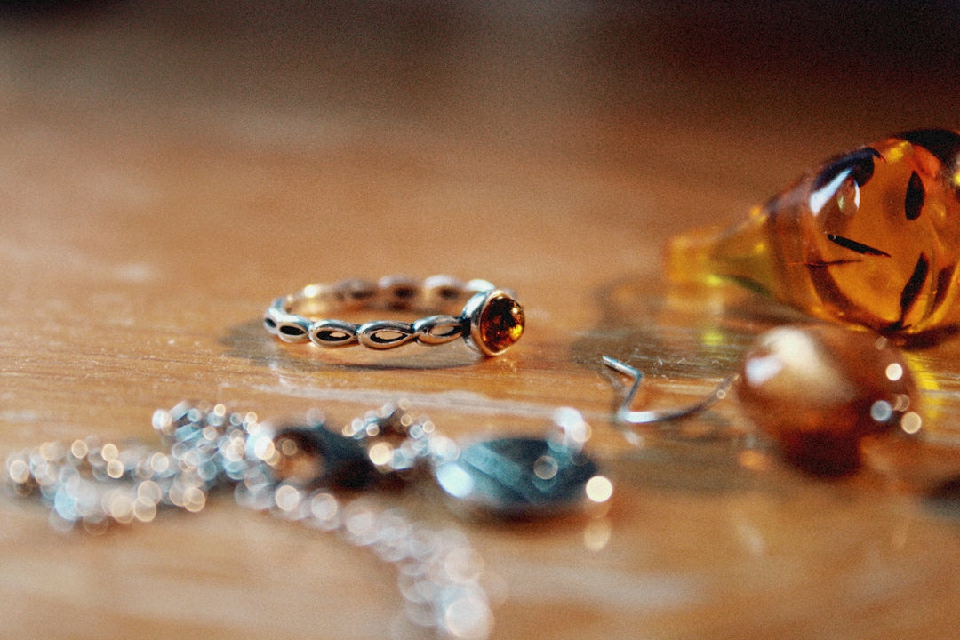a couple of rings sitting on top of a table