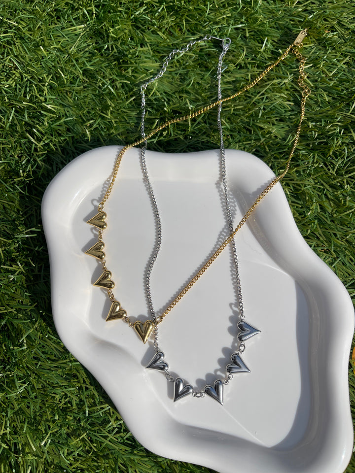 Double heart ketting