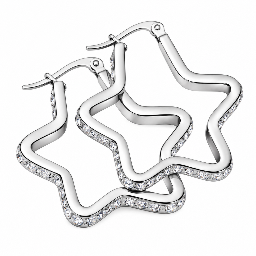 Zilver star oorbellen