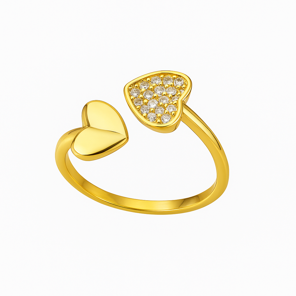 Double Heart Sparkle ring