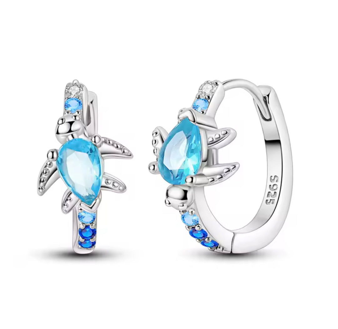 Turtle zilver wave oorbellen
