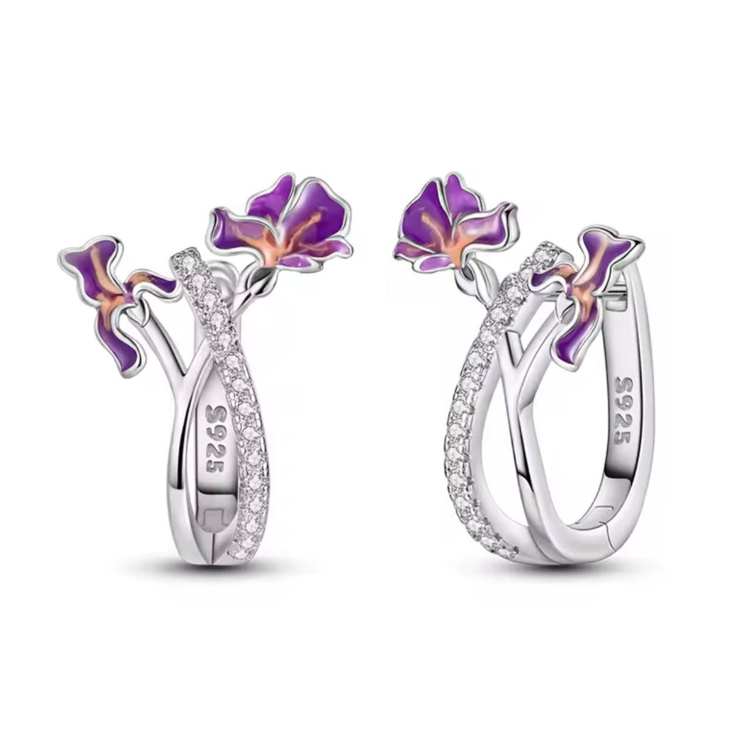 Blossom zilvere oorbellen