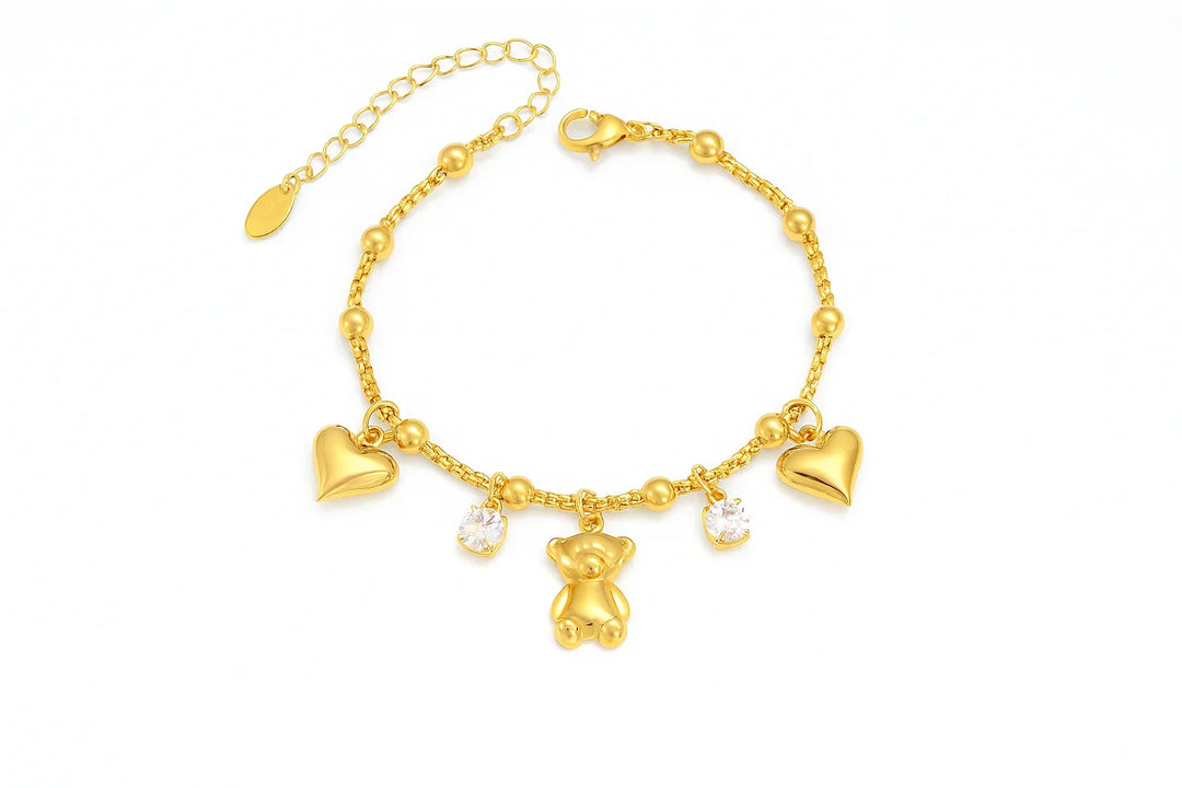 Gouden stainless steel armband bear