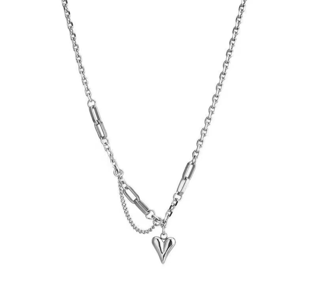 Silver Bold Heart ketting - SIERADENBABE  