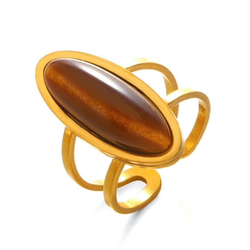 Gouden ring met bruine edelsteen