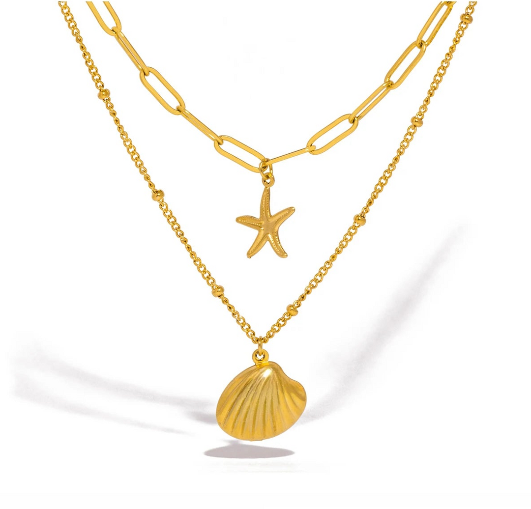 Golden Beach ketting met minimalistische zeeschelp