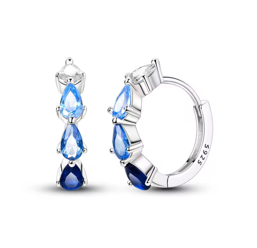 Aqua Twist zilveren oorbellen